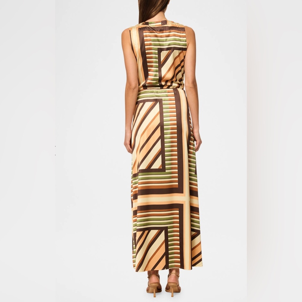 Misa Los Angeles Brown and Green Striped Maxi Dress - Picture 5 of 6